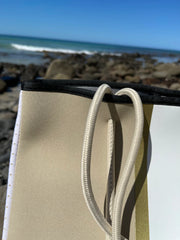 Neoprene Tote Bag – Vegan 2-Piece Set | Beige & Gold