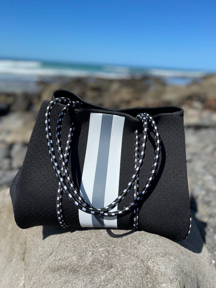 Neoprene Tote Bag – Vegan 2-Piece Set | Black & Grey