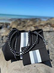 Neoprene Tote Bag – Vegan 2-Piece Set | Black & Grey