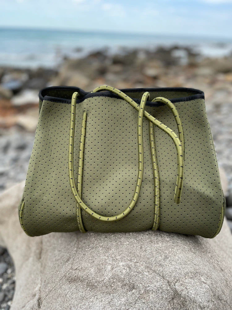 Neoprene Tote Bag – Vegan 2-Piece Set | Khaki