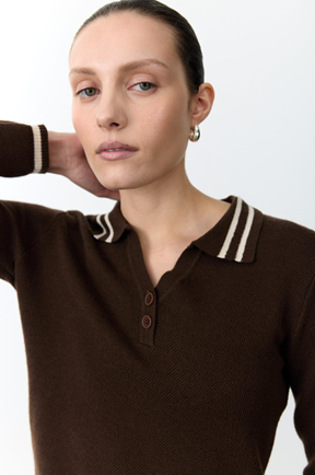 Amelia Knitted Jumper and Pants brown knit co-ord set - full length
