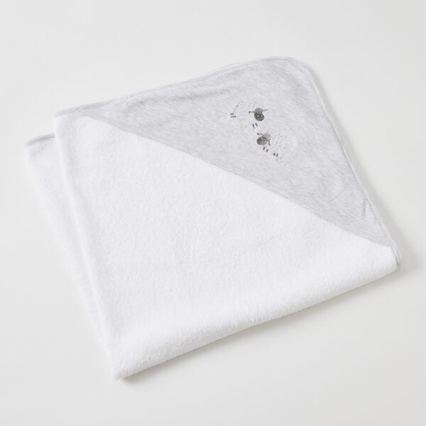 Hooded Baby Bath Towel with Meadow Embroidery