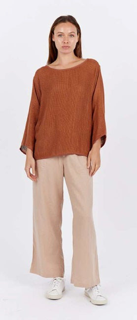 Nadia Long Sleeve Hessian Top Tanzine