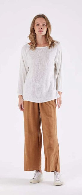 Nadia Long Sleeve Hessian Top Natural White