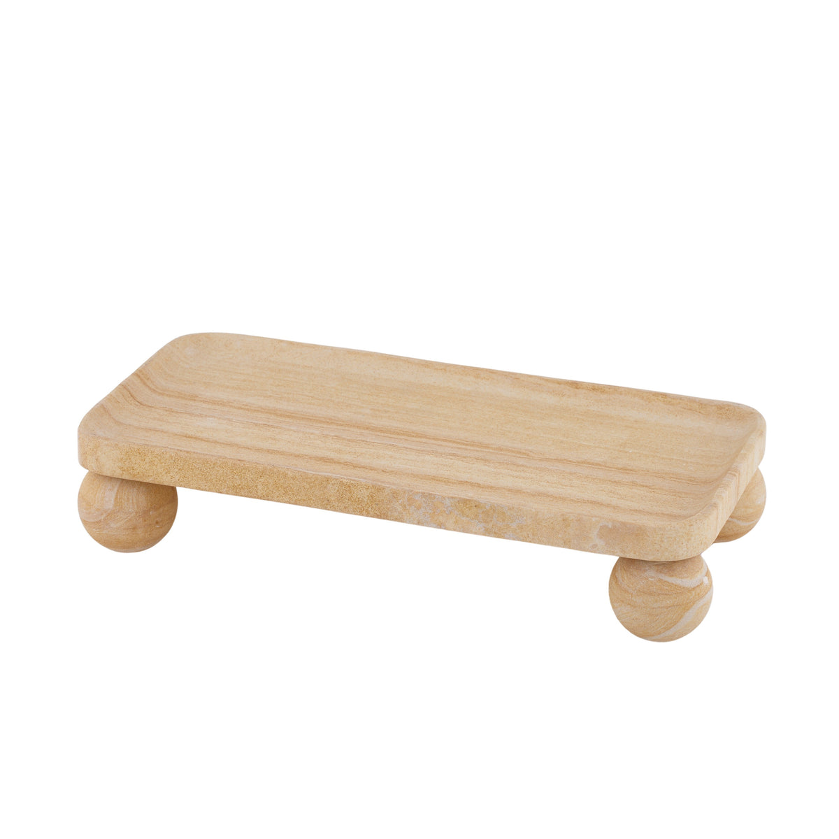 Uma Sandstone Footed Tray – Tan |