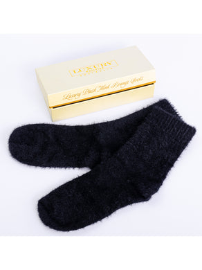 Luxury Plush Mink Bed Socks - Black