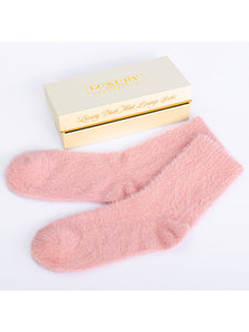 Luxury Plush Mink Bed Socks - Pink