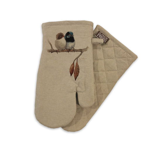 Fig Hill Farm Oven Mitt Fairy Wrens Beige