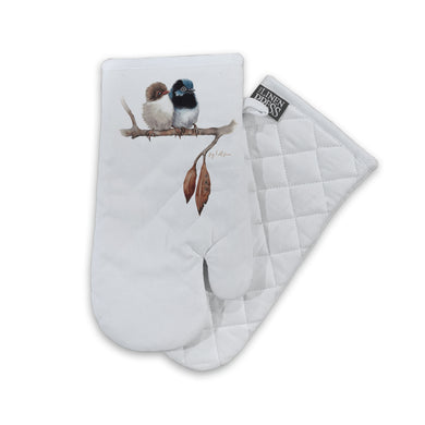 Fig Hill Farm Oven Mitt Fairy Wrens White