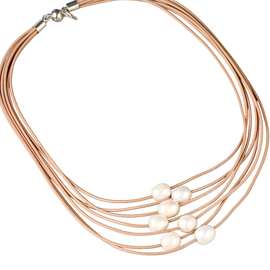 7-Strand Pearl Necklace - Mocha