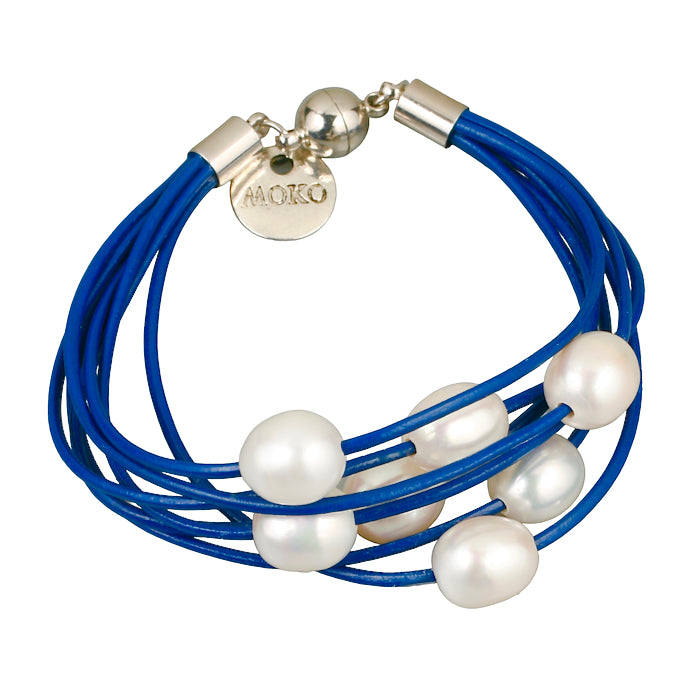 Elegant 7-Strand Pearl Bracelet -  Blue