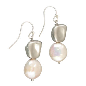 White Gold Plated Earrings with Freshwater Pearl