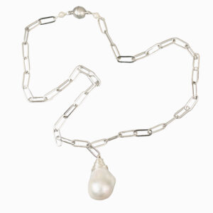 Baroque Pearl Pendant Necklace - Silver