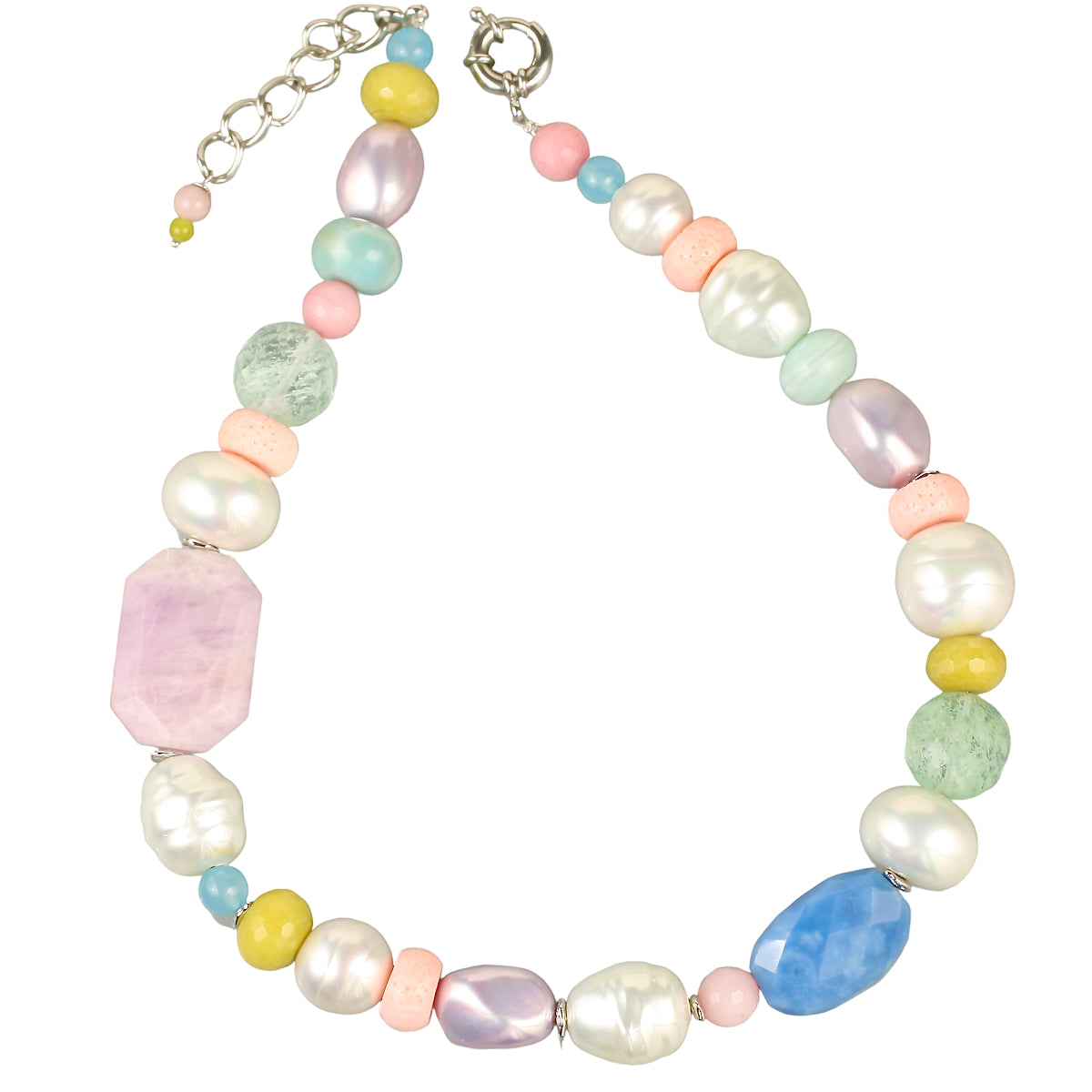 Necklace - Agate Amazonite Jade Aqua Coral Pearl