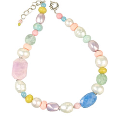 Necklace - Agate Amazonite Jade Aqua Coral Pearl