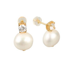 Pearl & Cubic Zirconia Earrings – Gold Drop Earrings