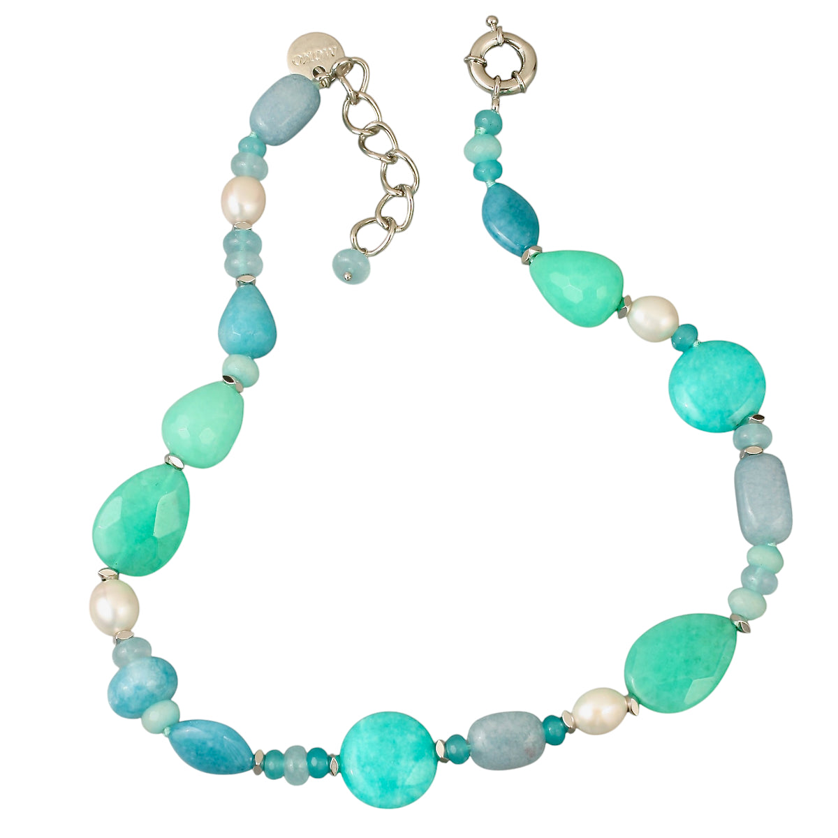 Necklace - Jade Amazonite Aquamarine Agate Pearl