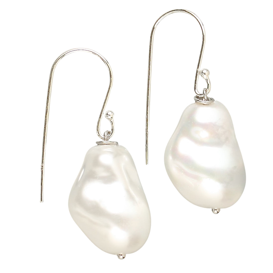 Shell Pearl Earring baroque shape on silver hook