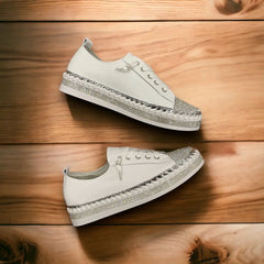 Bling White Leather Shoes