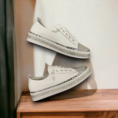 Bling White Leather Shoes