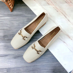 Classic Leather Loafers - Beige