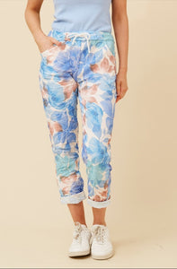 Bottega Moda Crop Pants Blue Floral