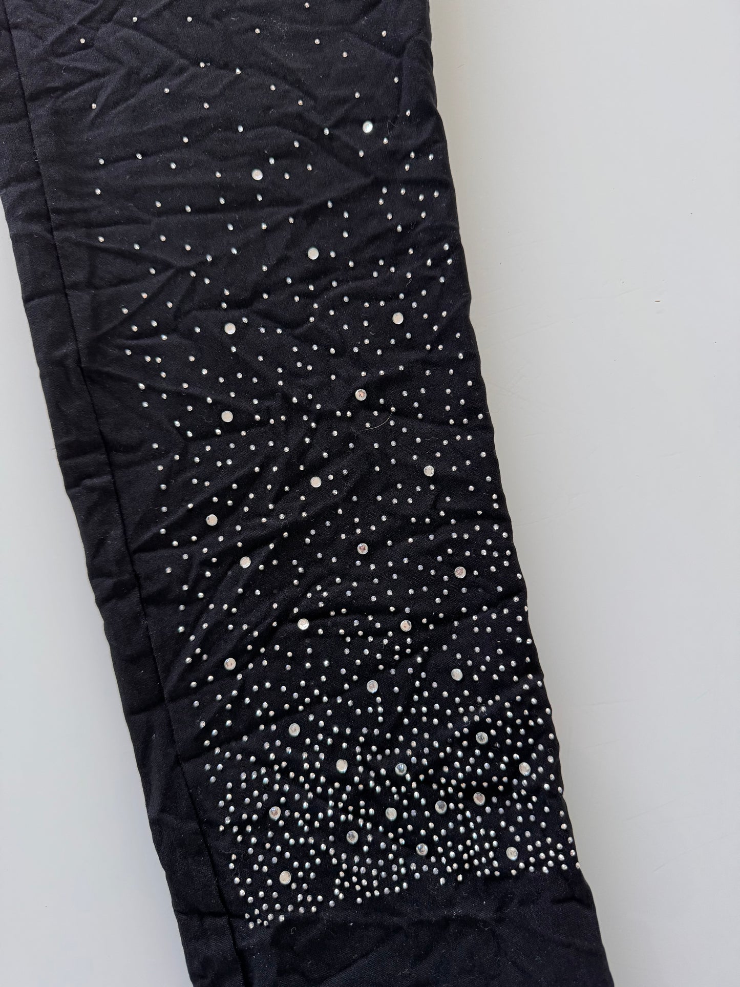 Crop Pants Diamante Detail Black