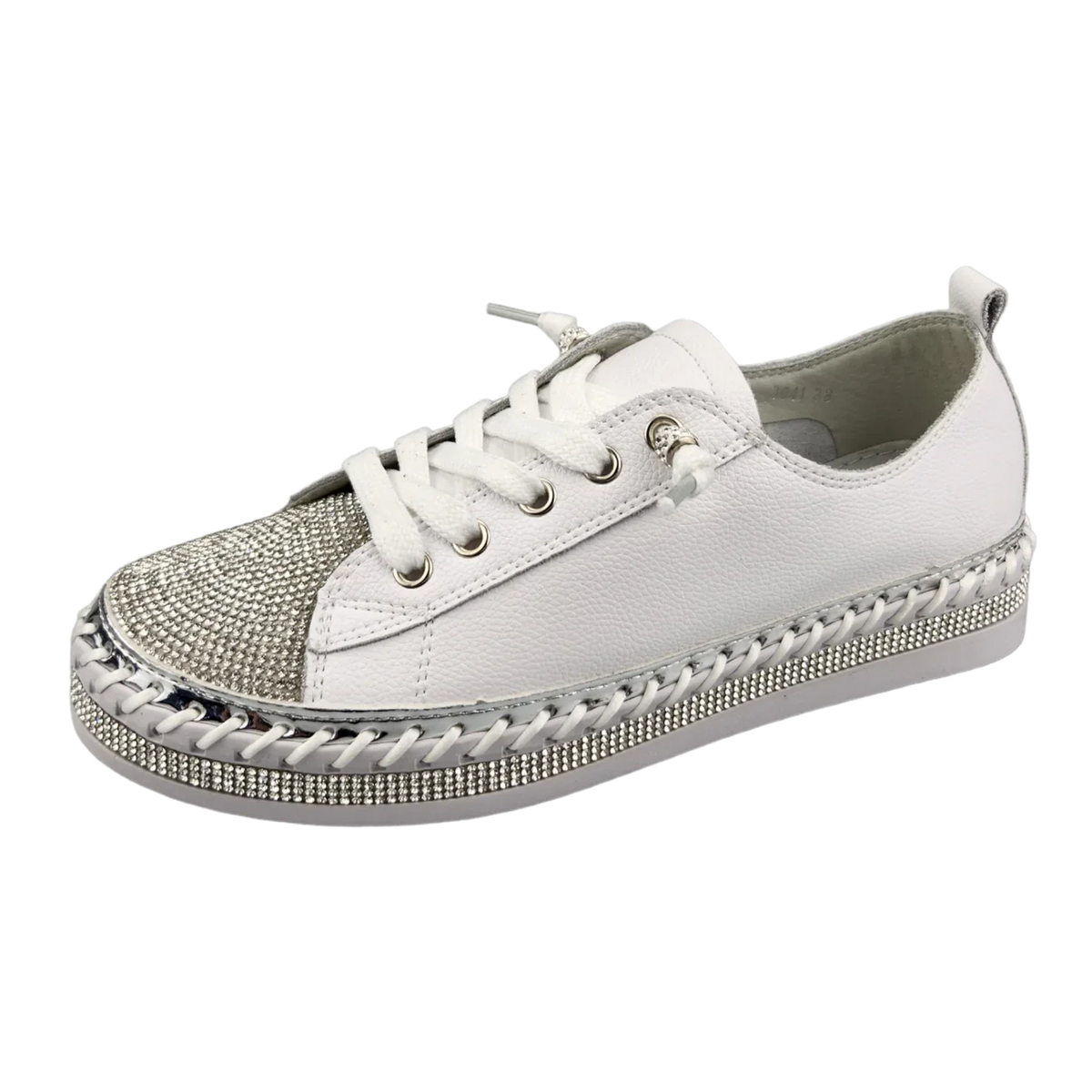 Bling White Leather Shoes