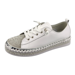 Bling White Leather Shoes