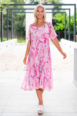 Pink Floral Abstract Dress