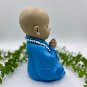 Praying Monk Statue Blue 23cm