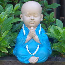Load image into Gallery viewer, Praying Monk Statue Blue 23cm