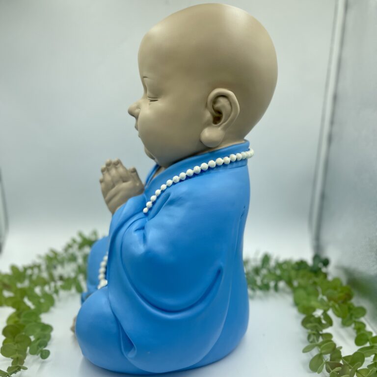 Praying Monk Statue Blue 45cm