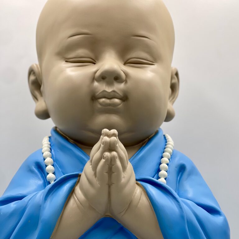 Praying Monk Statue Blue 45cm