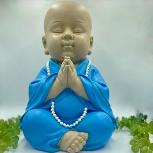 Praying Monk Statue Blue 45cm