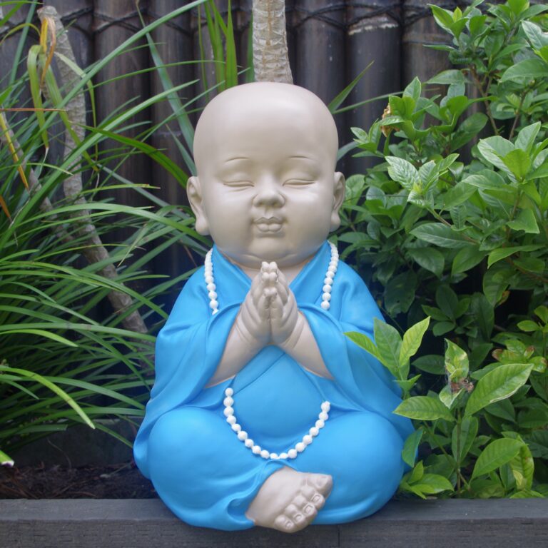 Praying Monk Statue Blue 45cm