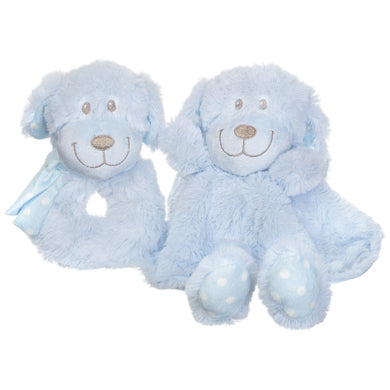 Puppy Comforter & Rattle Gift Set - Blue