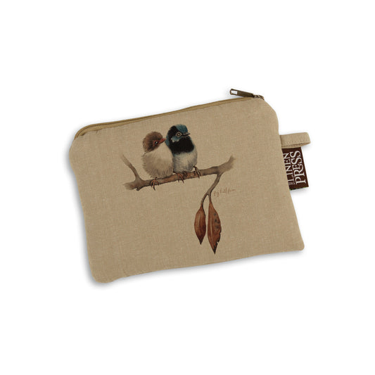 Fig Hill Farm Purse Fairy Wrens Beige