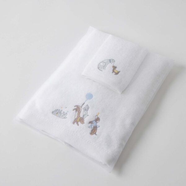 Puppy Play Bath Towel & Face Washer in Organza Bag