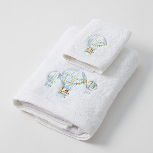 Balloon Voyage Baby Bath Towel & Face Washer Gift Set