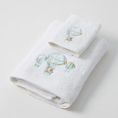 Balloon Voyage Baby Bath Towel & Face Washer Gift Set