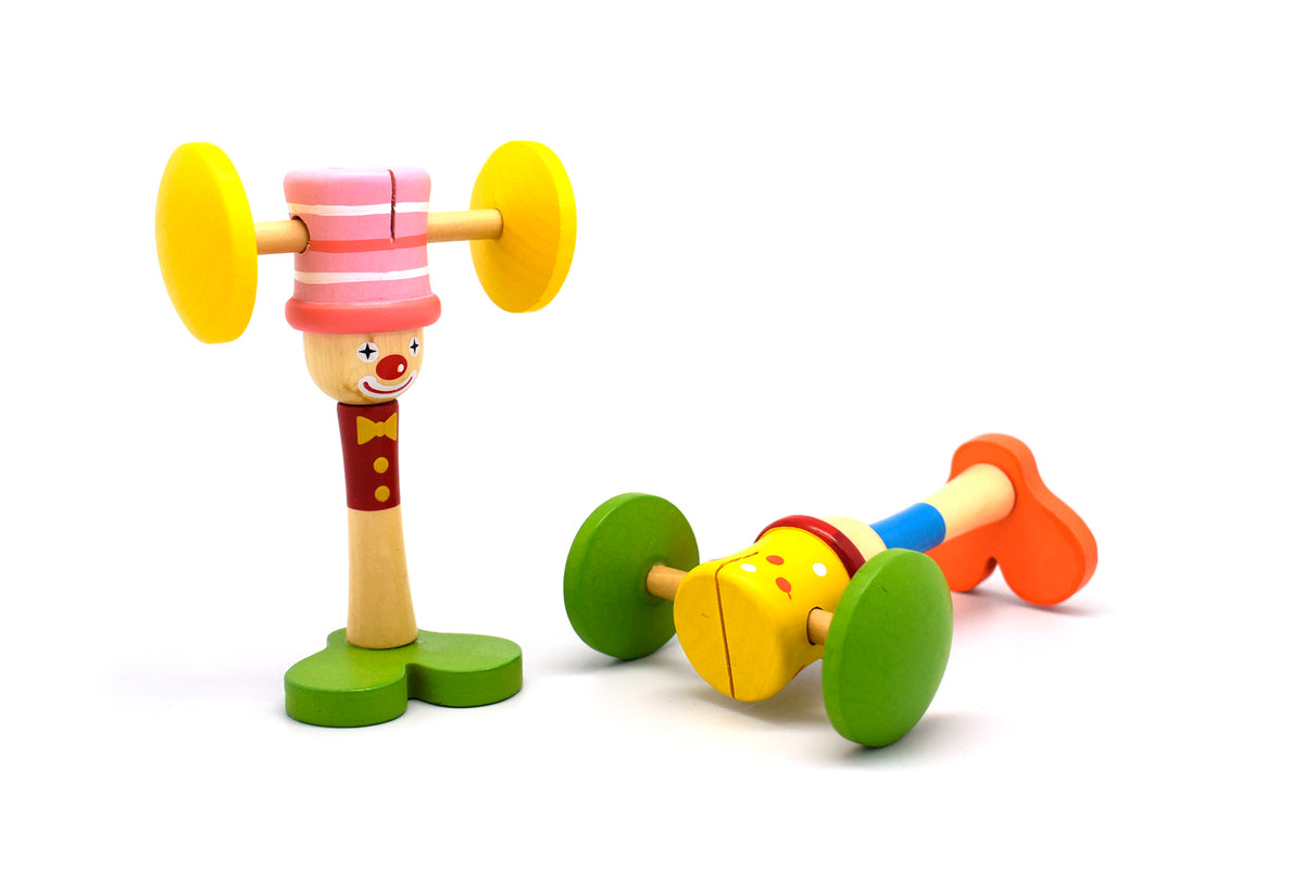 Wooden Headbanger Clown Rattle Stick (one rattle stick only)