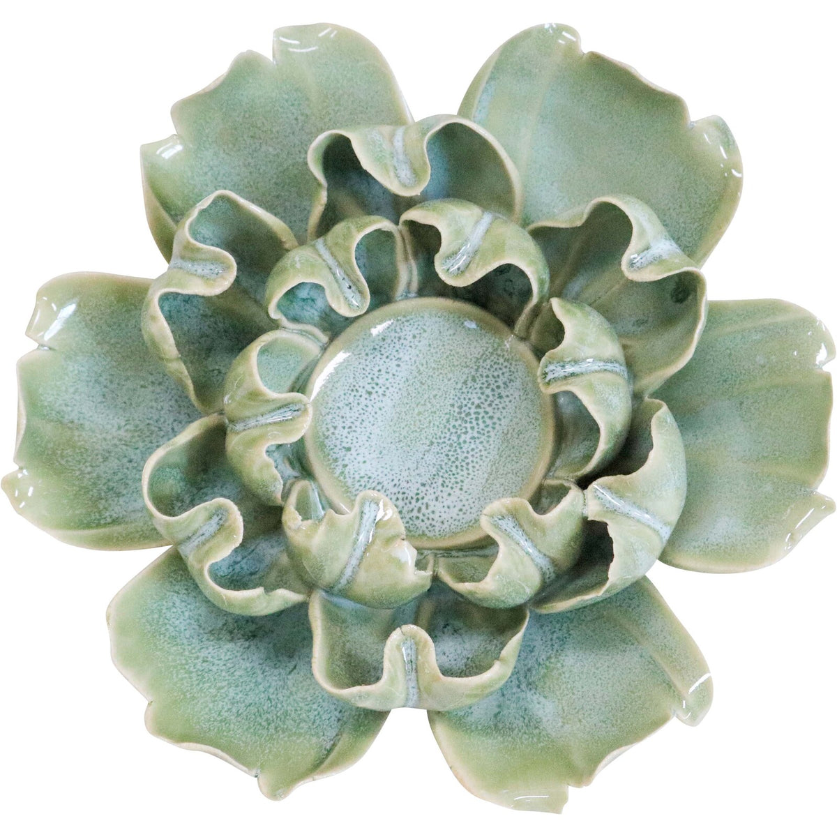 Tealight Flower Green 14x7cm