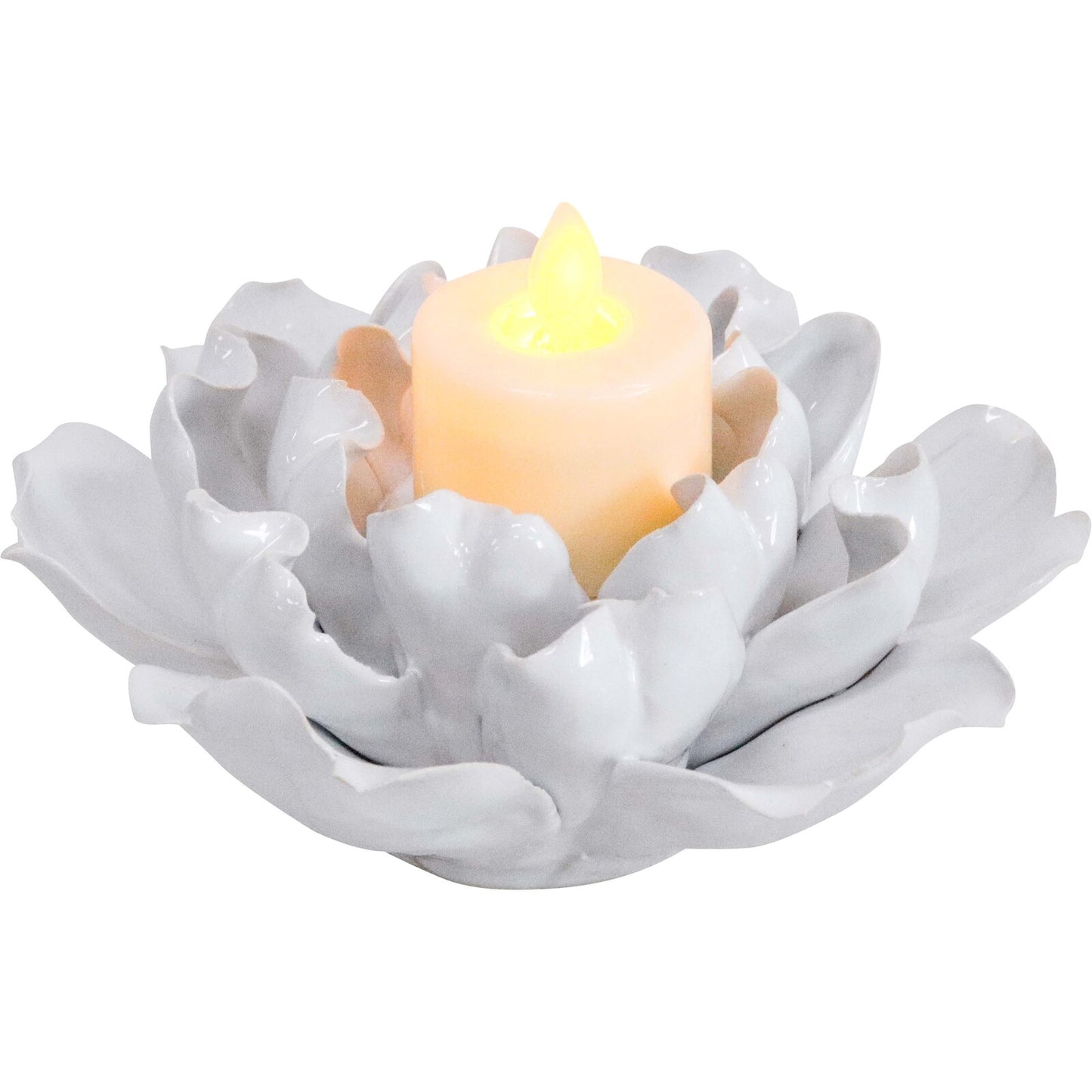 Tealight Flower White 14x7cm