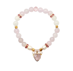 Lisa Pollock Heart Shaped Crystal Bracelet Gift Set - Rose Quartz