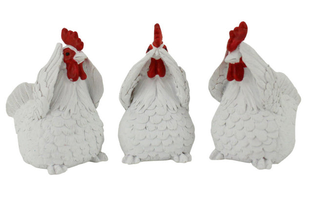 Set of Hens See Hear Speak No Evil Figurine