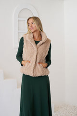 Bailey Textured Sleeveless Vest  - Beige