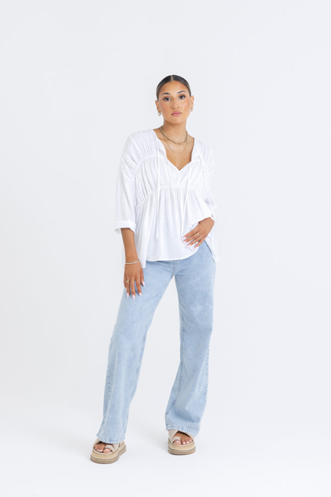 Bahama Top Linen White