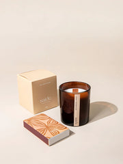 Large Amber Wood Wick Soy Candle - Sea Salt & Sage