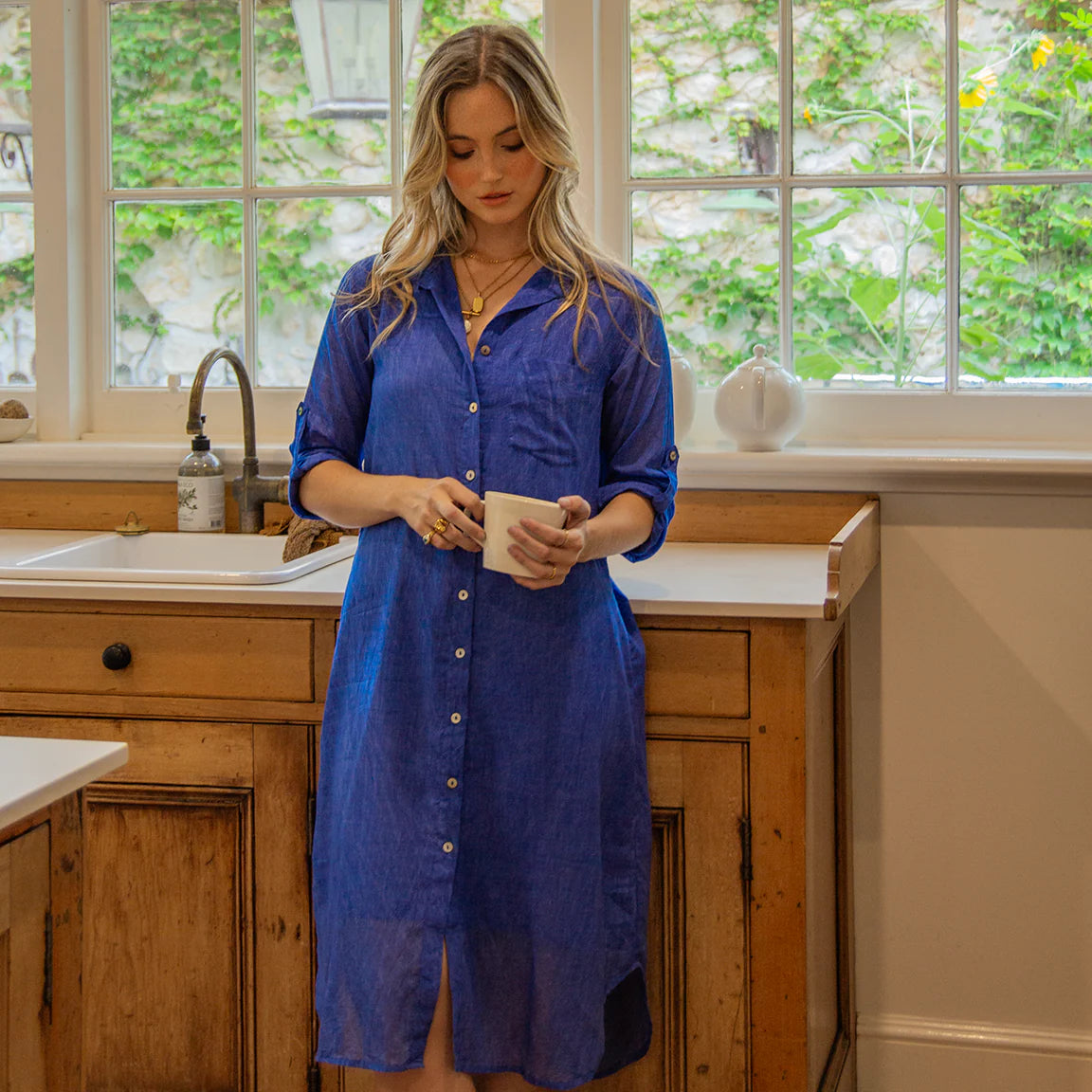 Scandi & Co Hailey Shirtdress in navy, side view